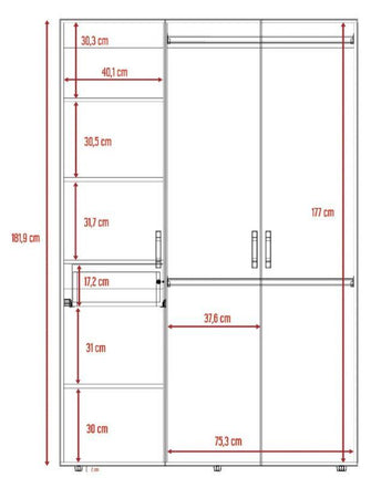 Closet Roko, Chocolate y Blanco, con Tres Puertas Abatibles con Cerradura y Variedad de Entrepaños