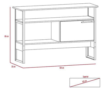 Mueble Auxiliar Recibidor Korina, Miel, con Patas En Acero Negras