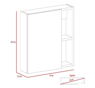 Gabinete de Baño Labell, Moreno, con Puerta Espejo y Entrepaños