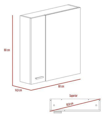 Gabinete de Baño Barents, Beige, con Espejo Biselado de Buen Tamaño y Varios Entrepaños X2