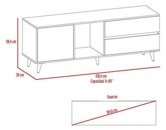 Mesa Para Tv Nashira, Miel y Plata Oscuro, con Espacio Para Televisor de Hasta 60 Pulgadas