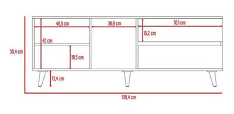 Mesa Para Tv Nashira, Miel y Plata Oscuro, con Espacio Para Televisor de Hasta 60 Pulgadas