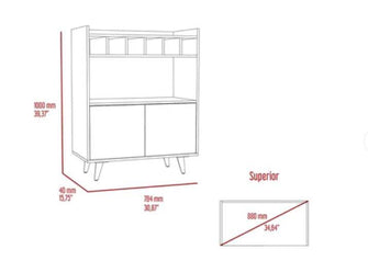 Bar Burdeos, Beige y Blanco, con Espacio Para Botellas y Porta Copas