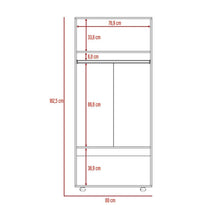 Closet Carlota, Café Claro y Blanco, con Un Tubo Cromado y Tres Entrepaños