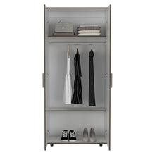 Closet Carlota, Nogal y Blanco, con Un Tubo Cromado y Tres Entrepaños