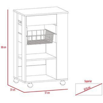 Mueble Organizador de Cocina Alhena, Blanco y Café Claro, con Entrepaños Para Ubicar Elementos de Cocina X2