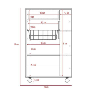 Mueble Organizador de Cocina Alhena, Blanco y Café Claro, con Entrepaños Para Ubicar Elementos de Cocina X2