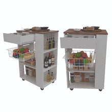 Mueble Organizador de Cocina Alhena, Blanco y Café Claro, con Entrepaños Para Ubicar Elementos de Cocina X2