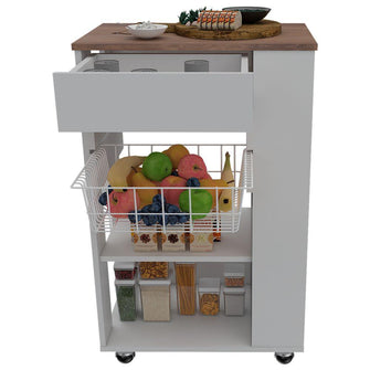 Mueble Organizador de Cocina Alhena, Blanco y Café Claro, con Entrepaños Para Ubicar Elementos de Cocina X2