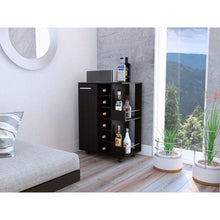 Bar Cart Argus, Wengue, con Espacio Para Botellas y Porta Copas  ZF