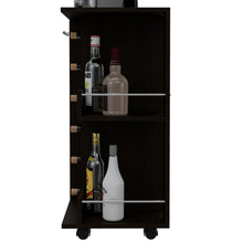 Bar Cart, Wengue, con Espacio Para Botellas y Porta Copas  ZF