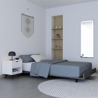 Combo Para Habitación Gema, Incluye Cama - Colchón - Organizador - Mesa de Noche y Espejo