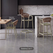 Silla Balí, Verde, con Espaldar en Cuerdas y Diseño Moderno