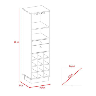 Bar Clasic, Castaño, con Espacio Para Botellas y Porta Copas