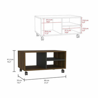 Mesa de Centro Clasic, Cobre y Wengue, con Rodachinas Para Su Fácil Desplazamiento    ZF