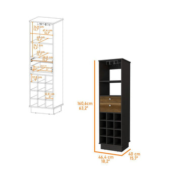 Bar Clasic, Wengue y Cobre, con Espacio Para Botellas y Porta Copas    ZF