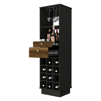 Bar Clasic, Wengue y Cobre, con Espacio Para Botellas y Porta Copas    ZF