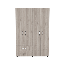 Closet Arkola, Humo y Blanco Duqueza, con Dos Cajones Organizadores y Cuatro Puertas Abatibles - VIRTUAL MUEBLES