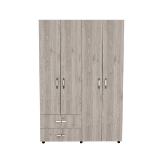 Closet Arkola, Humo y Blanco Duqueza, con Dos Cajones Organizadores y Cuatro Puertas Abatibles - VIRTUAL MUEBLES