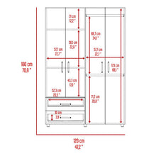 Closet Arkola, Humo y Blanco Duqueza, con Dos Cajones Organizadores y Cuatro Puertas Abatibles - VIRTUAL MUEBLES