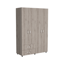 Closet Arkola, Humo y Blanco Duqueza, con Dos Cajones Organizadores y Cuatro Puertas Abatibles - VIRTUAL MUEBLES