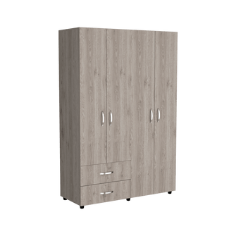 Closet Arkola, Humo y Blanco Duqueza, con Dos Cajones Organizadores y Cuatro Puertas Abatibles - VIRTUAL MUEBLES
