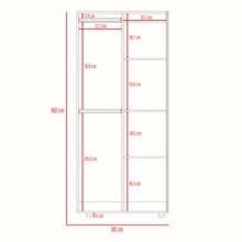 Closet Tera Bardolino y Blanco Vainilla, Dos Puertas Abatibles y Dos Tubos Cromados