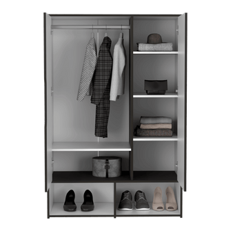 Closet Suey, Wengue Y Blanco Vainilla, Dos Puertas Abatibles y Variedad De Entrepaños ZF