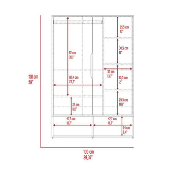 Closet Suey, Wengue Y Blanco Vainilla, Dos Puertas Abatibles y Variedad De Entrepaños ZF