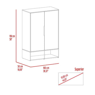 Closet Suey, Wengue Y Blanco Vainilla, Dos Puertas Abatibles y Variedad De Entrepaños ZF