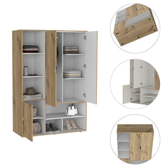 Closet Florencia, Café Claro y Blanco, con un tubo cromado