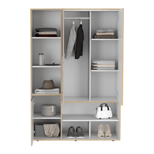 Closet Florencia, Café Claro y Blanco, con un tubo cromado