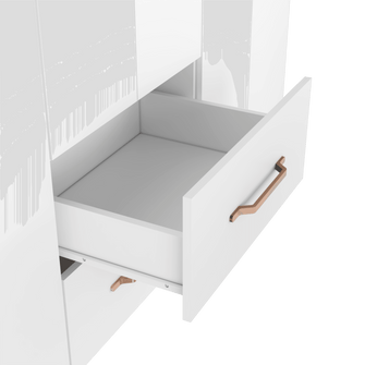 Closet Golden, Blanco y Oro Rosa, Variedad de Entrepaños y Seis Puertas Abatibles