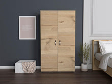 Closet Dopio, Macadamia y Blanco, con Dos Puertas Batientes y Entrepaños