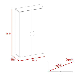 Closet Dopio, Macadamia y Blanco, con Dos Puertas Batientes y Entrepaños