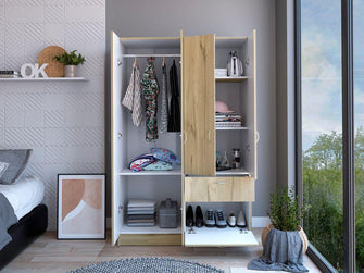 Closet Mitú, Café Claro y Blanco, con Cinco Puertas