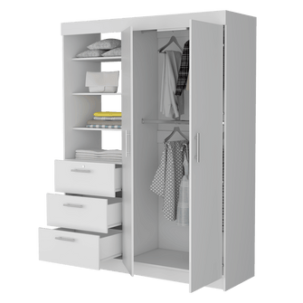 Closet Pekín, Blanco Vainilla, con Dos Puertas Abatibles y Tres Cajones Organizadores