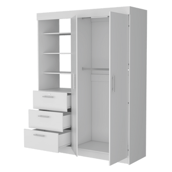 Closet Pekín, Blanco Vainilla, con Dos Puertas Abatibles y Tres Cajones Organizadores