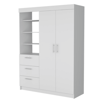 Closet Pekín, Blanco Vainilla, con Dos Puertas Abatibles y Tres Cajones Organizadores