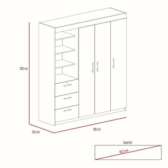 Closet Pekín, Wengue, con Dos Puertas Abatibles y Tres Cajones Organizadores