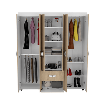 Closet Reve, Beige y Blanco Nevado,Con Amplios Espacios y Dos Cajones