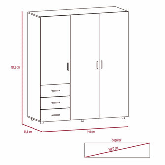 Closet Azana, Wengue, con tres Cajones y Puertas Abatibles