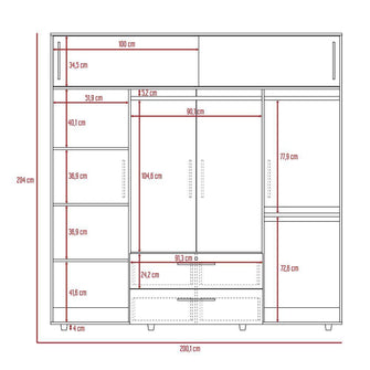 Closet Babel, Macadamia y Blanco, con Cuatro Puertas Abatibles y Cuatro Cajones Multiusos