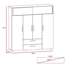 Closet Babel, Macadamia y Blanco, con Cuatro Puertas Abatibles y Cuatro Cajones Multiusos