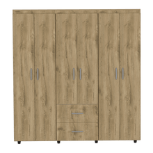 Closet Bariloche Bombay, Macadamia y Blanco, Variedad de Entrepaños y Seis Puertas Abatibles