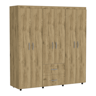 Closet Bariloche Bombay, Macadamia y Blanco, Variedad de Entrepaños y Seis Puertas Abatibles