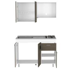 Cocina Integral Roxana, Blanco Duqueza y Canela, Incluye Mesón Izquierdo