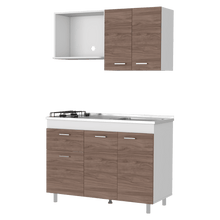 Cocina Integral Roxana, Blanco Duqueza y castaño, Incluye Meson Derecho