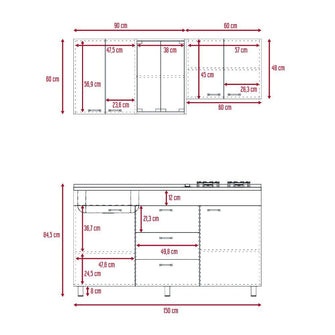 Cocina Integral Laurel, Castaño y Blanco, Incluye Mesón Derecho En Acero Inoxidable y Campana