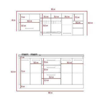 Cocina Integral Osaka, Nogal y Blanco, Incluye Mesón Derecho En Acero Inoxidable